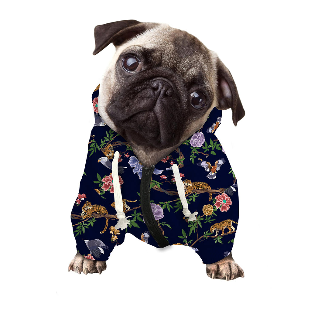 Eagle And Jaguar Pattern Print Dog Zip Up Hoodie