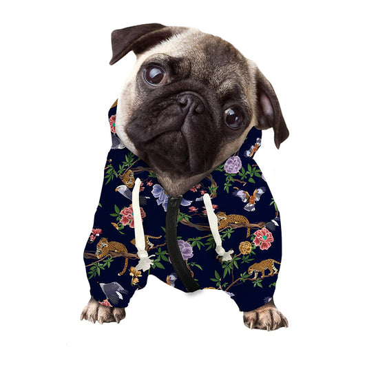 Eagle And Jaguar Pattern Print Dog Zip Up Hoodie
