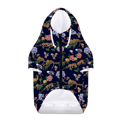 Eagle And Jaguar Pattern Print Dog Zip Up Hoodie
