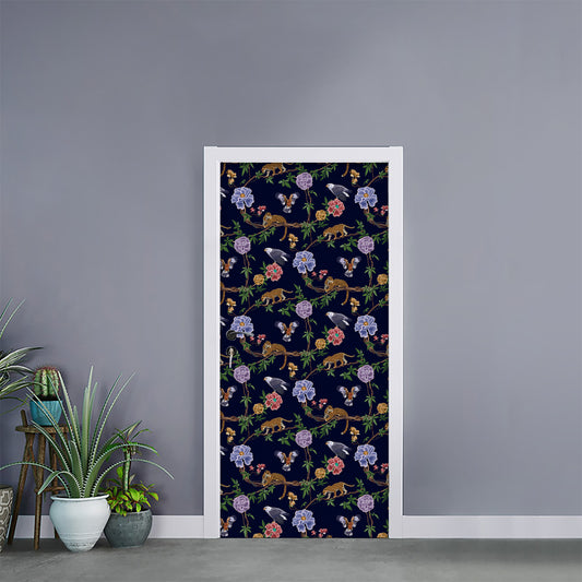 Eagle And Jaguar Pattern Print Door Sticker