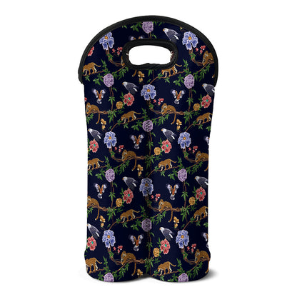 Eagle And Jaguar Pattern Print Double Neoprene Wine Tote