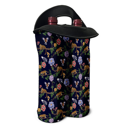 Eagle And Jaguar Pattern Print Double Neoprene Wine Tote