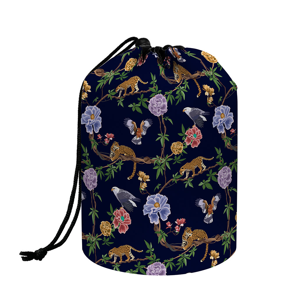 Eagle And Jaguar Pattern Print Drawstring Makeup Bag