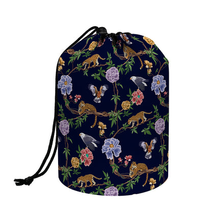 Eagle And Jaguar Pattern Print Drawstring Makeup Bag