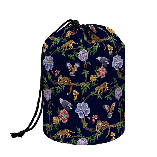 Eagle And Jaguar Pattern Print Drawstring Makeup Bag