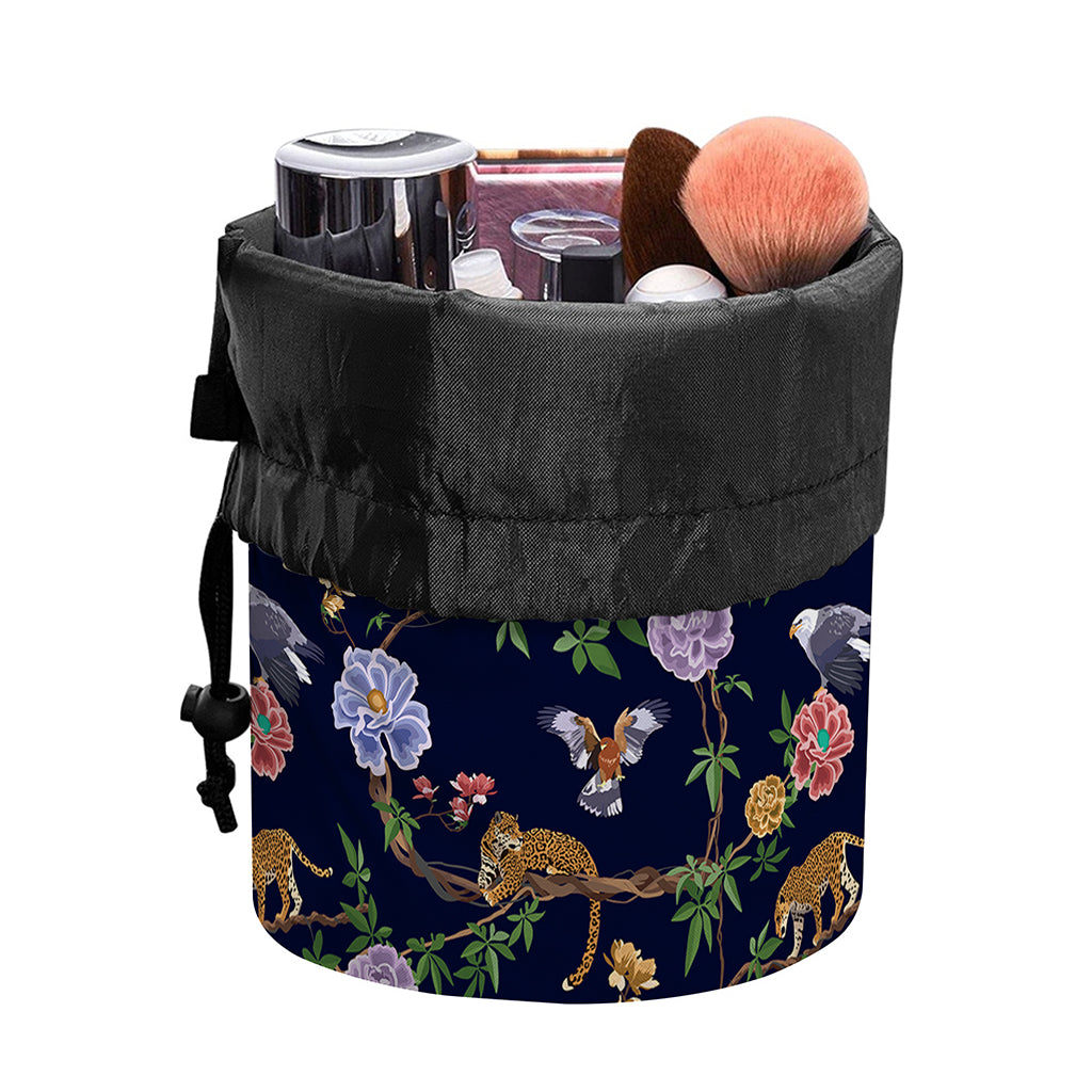 Eagle And Jaguar Pattern Print Drawstring Makeup Bag