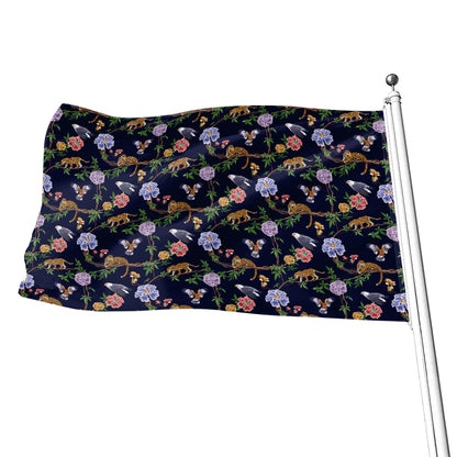 Eagle And Jaguar Pattern Print Flag
