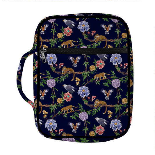 Eagle And Jaguar Pattern Print Front Pocket Bible Bag