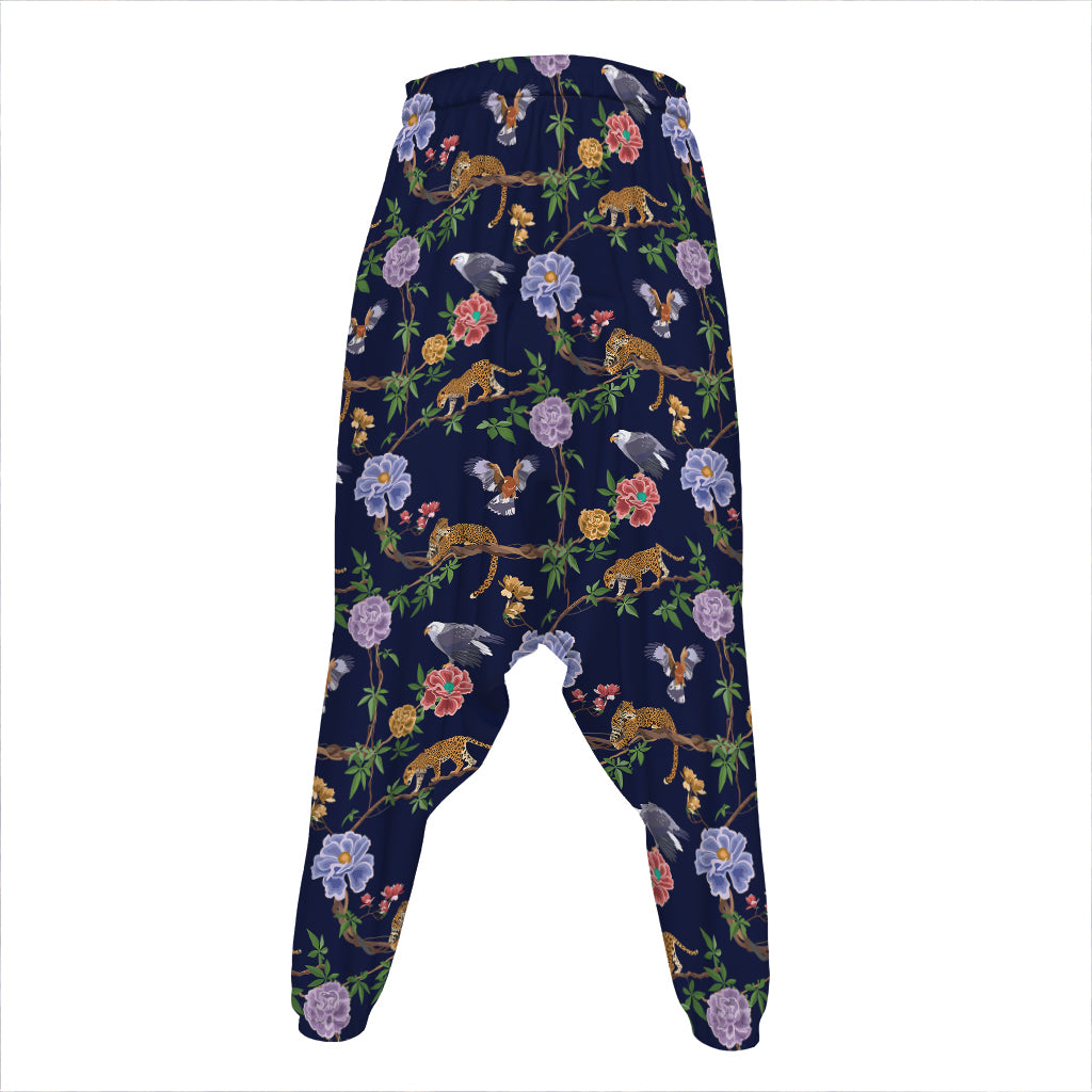Eagle And Jaguar Pattern Print Hammer Pants