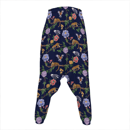 Eagle And Jaguar Pattern Print Hammer Pants