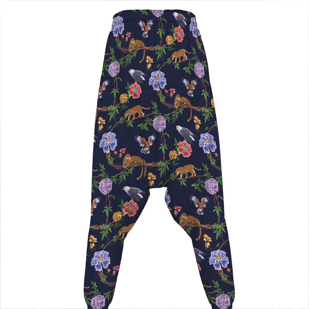 Eagle And Jaguar Pattern Print Hammer Pants