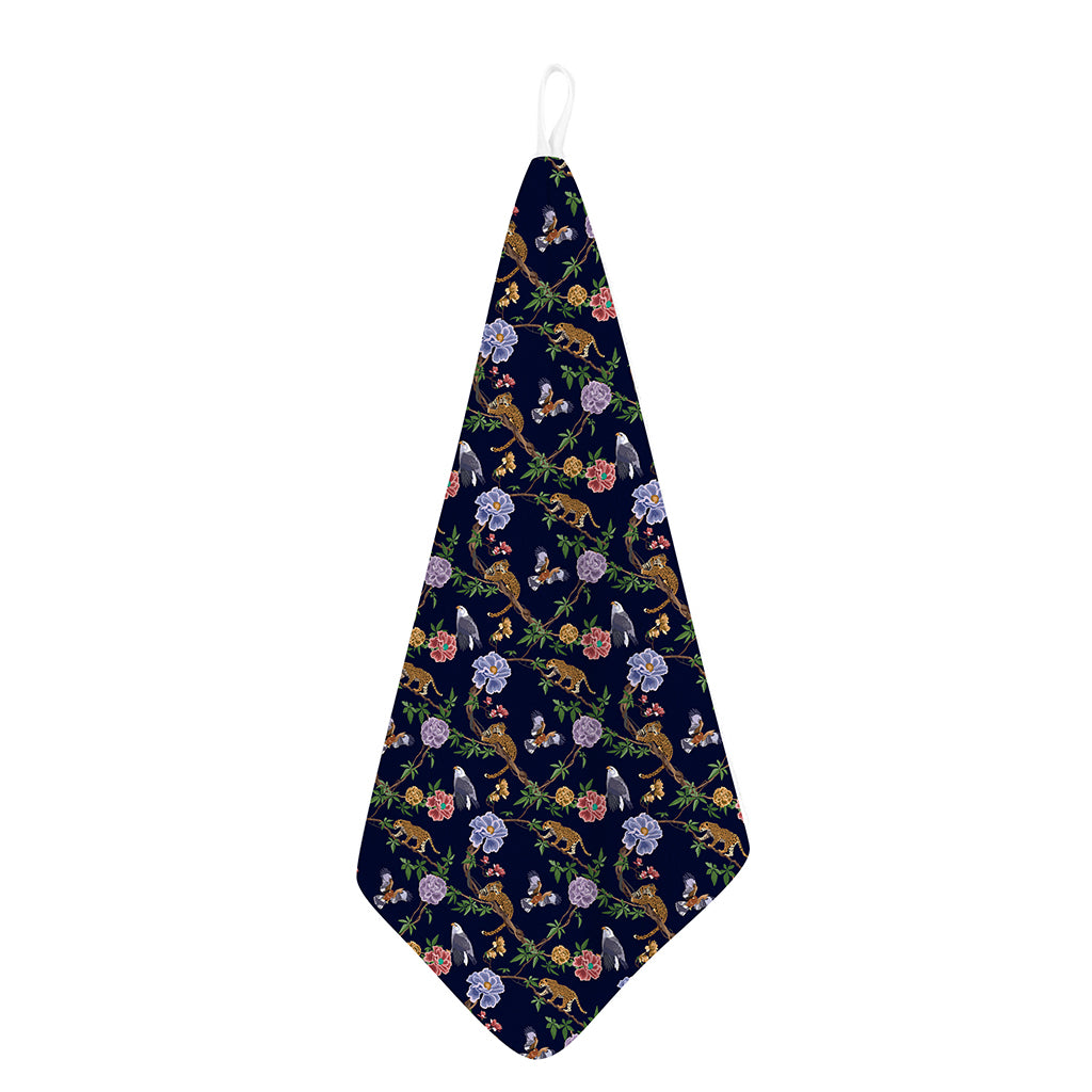 Eagle And Jaguar Pattern Print Hand Towel