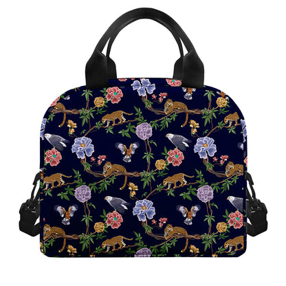 Eagle And Jaguar Pattern Print Insulated Lunch Bag