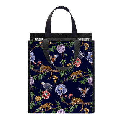 Eagle And Jaguar Pattern Print Insulated Lunch Tote