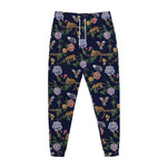 Eagle And Jaguar Pattern Print Jogger Pants