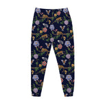 Eagle And Jaguar Pattern Print Jogger Pants