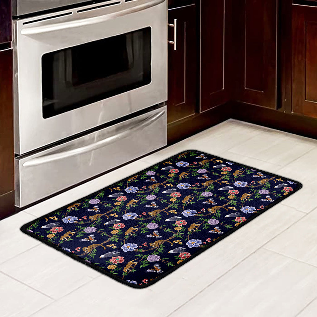 Eagle And Jaguar Pattern Print Kitchen Mat