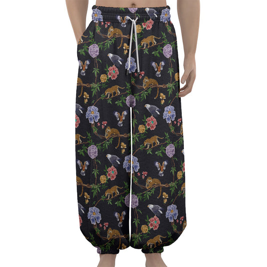Eagle And Jaguar Pattern Print Lantern Pants