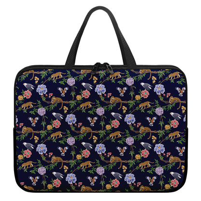 Eagle And Jaguar Pattern Print Laptop Sleeve With Handle