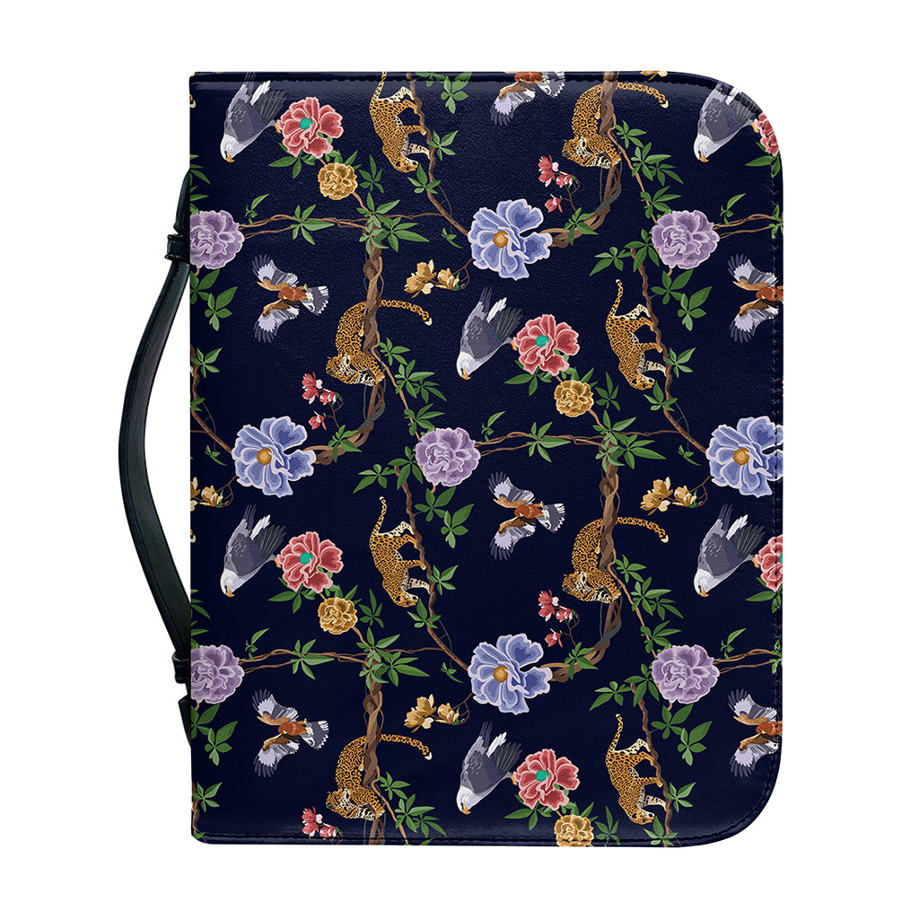 Eagle And Jaguar Pattern Print Leather Bible Cover