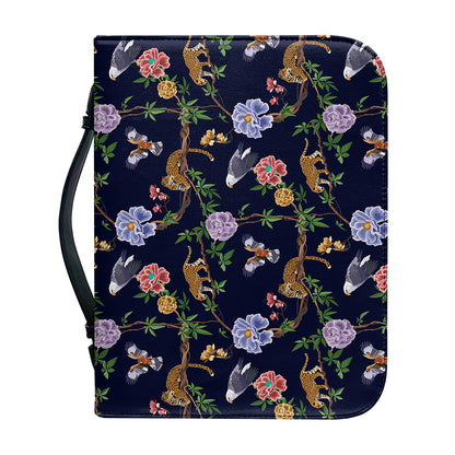 Eagle And Jaguar Pattern Print Leather Bible Cover