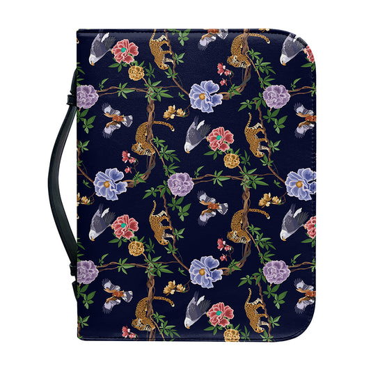 Eagle And Jaguar Pattern Print Leather Bible Cover