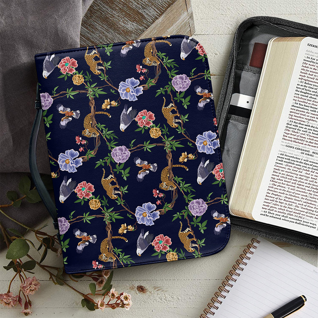 Eagle And Jaguar Pattern Print Leather Bible Cover