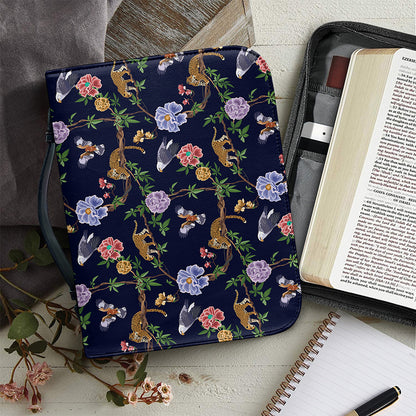 Eagle And Jaguar Pattern Print Leather Bible Cover