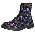 Eagle And Jaguar Pattern Print Lace-Up Boots
