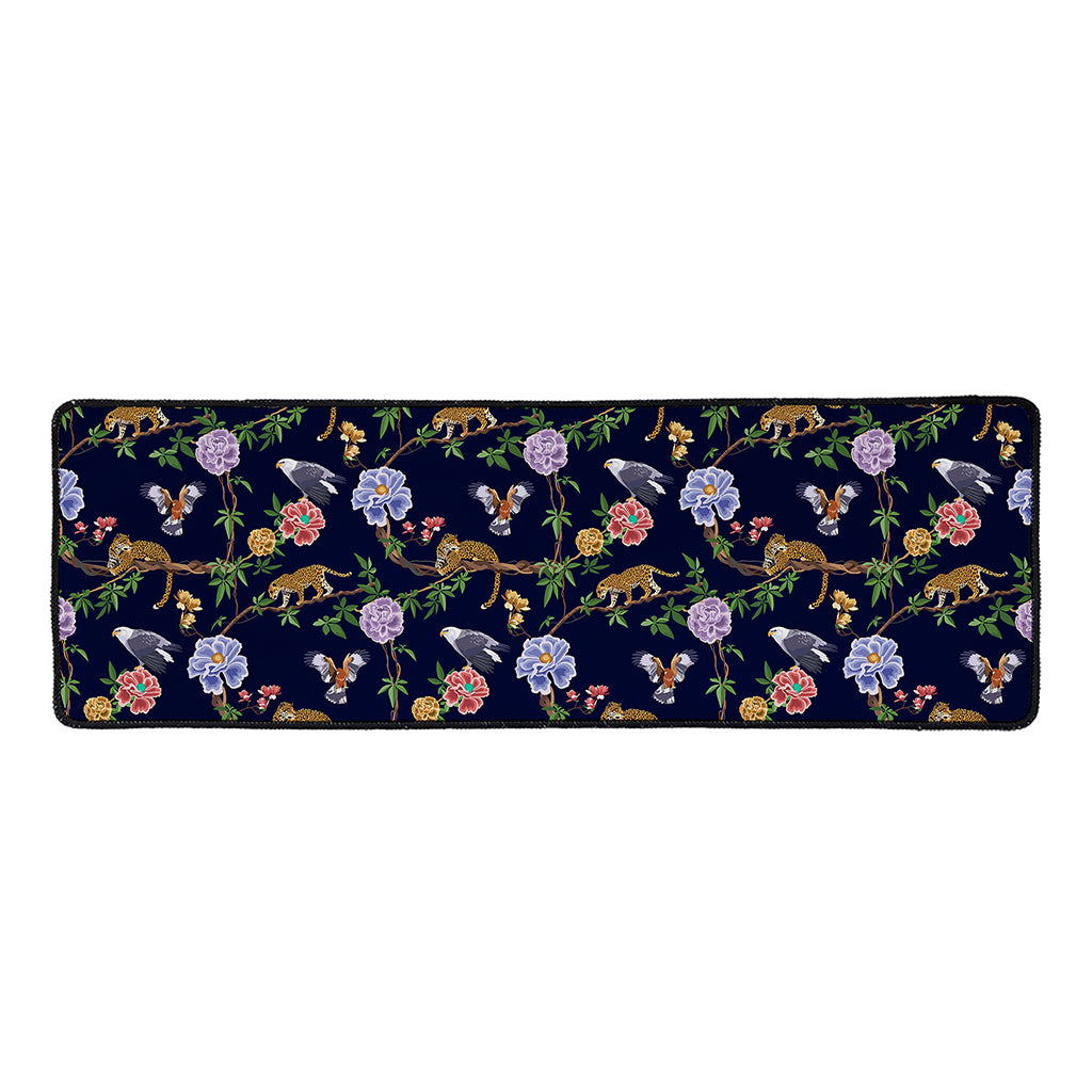 Eagle And Jaguar Pattern Print Long Kitchen Mat