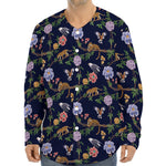 Eagle And Jaguar Pattern Print Long Sleeve Baseball Jersey
