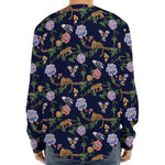 Eagle And Jaguar Pattern Print Long Sleeve Baseball Jersey
