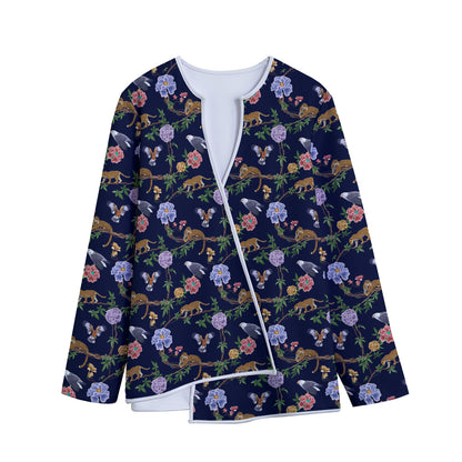 Eagle And Jaguar Pattern Print Long Sleeve Short Coat