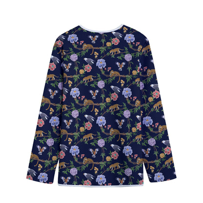 Eagle And Jaguar Pattern Print Long Sleeve Short Coat