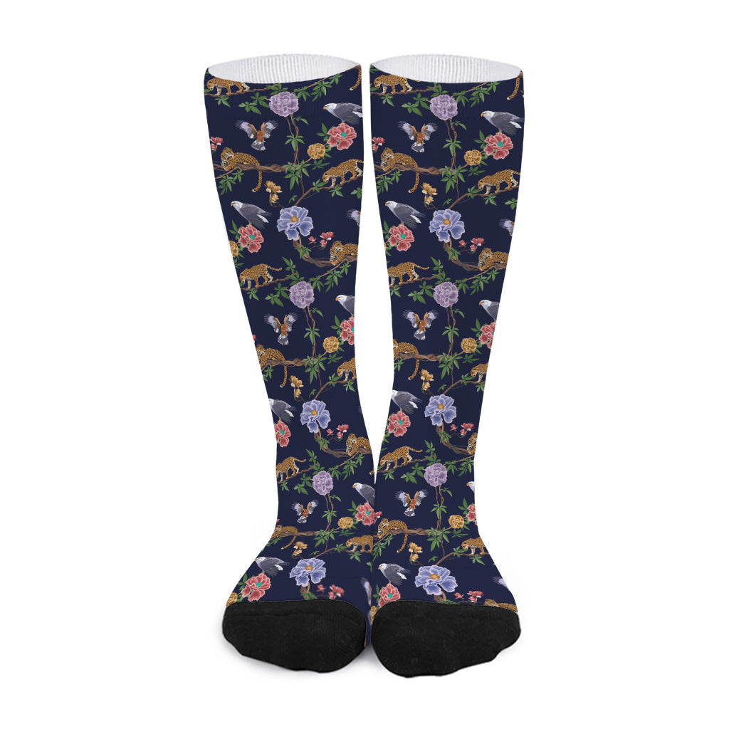 Eagle And Jaguar Pattern Print Long Socks