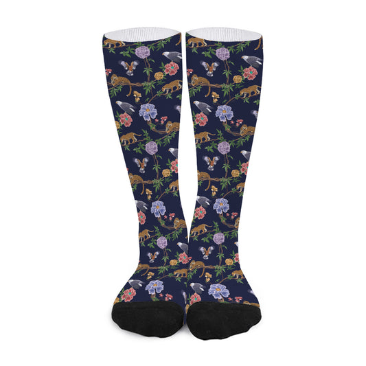 Eagle And Jaguar Pattern Print Long Socks