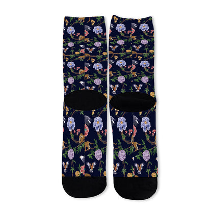 Eagle And Jaguar Pattern Print Long Socks