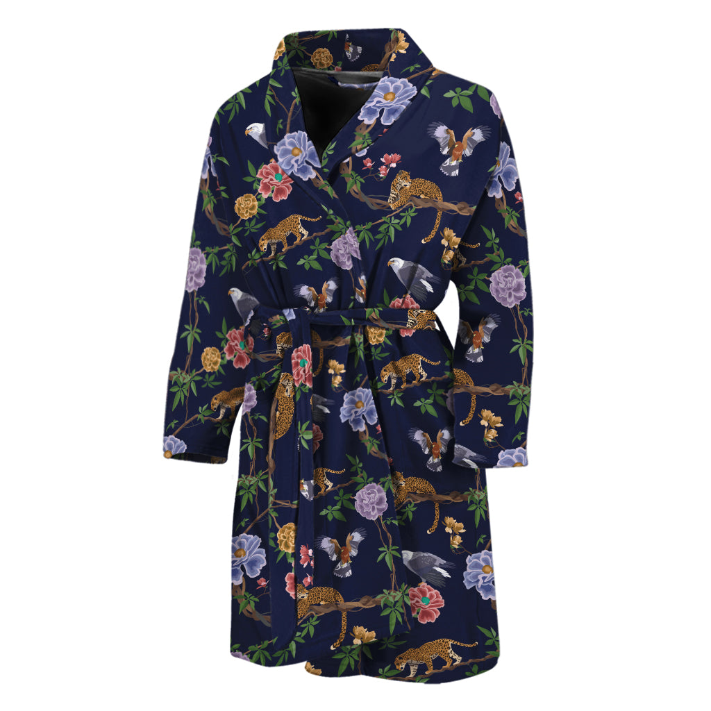 Eagle And Jaguar Pattern Print Men's Bathrobe