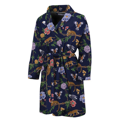 Eagle And Jaguar Pattern Print Men's Bathrobe