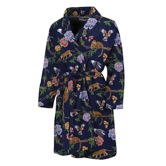 Eagle And Jaguar Pattern Print Men's Bathrobe