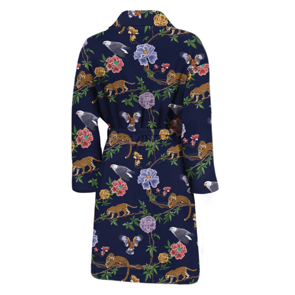 Eagle And Jaguar Pattern Print Men's Bathrobe