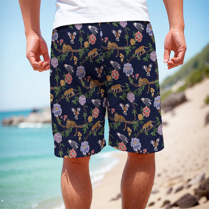 Eagle And Jaguar Pattern Print Men's Cargo Shorts