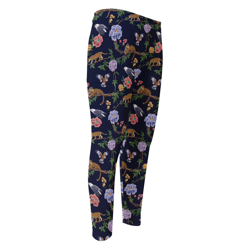 Eagle And Jaguar Pattern Print Men's Compression Pants