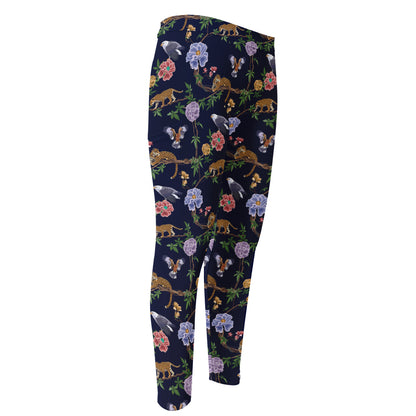 Eagle And Jaguar Pattern Print Men's Compression Pants