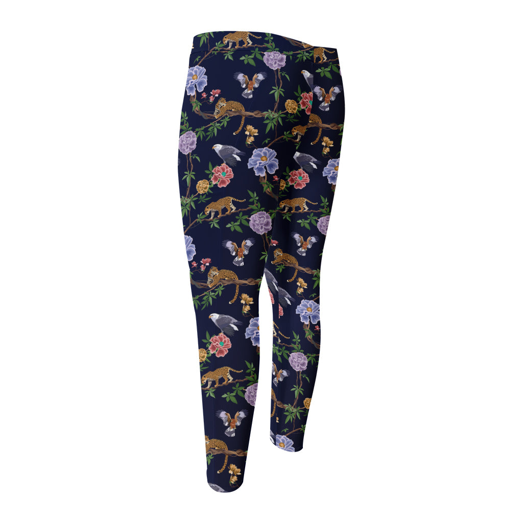 Eagle And Jaguar Pattern Print Men's Compression Pants