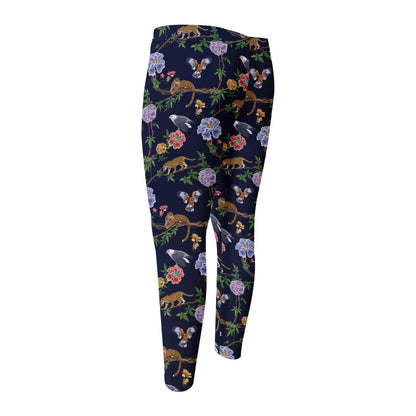 Eagle And Jaguar Pattern Print Men's Compression Pants