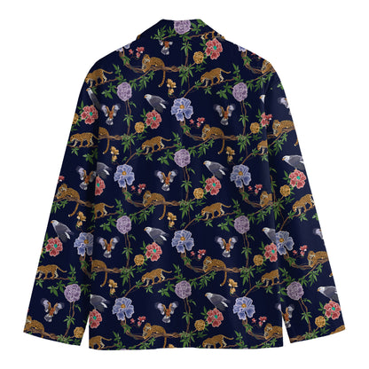 Eagle And Jaguar Pattern Print Men's Cotton Blazer