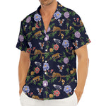 Eagle And Jaguar Pattern Print Men's Deep V-Neck Shirt