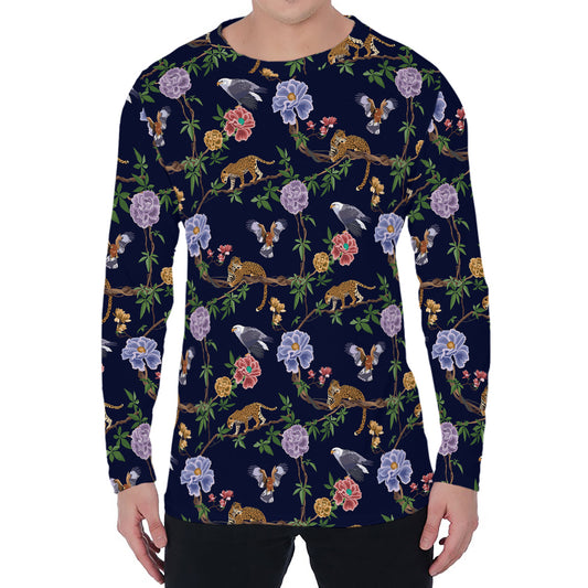 Eagle And Jaguar Pattern Print Men's Long Sleeve T-Shirt