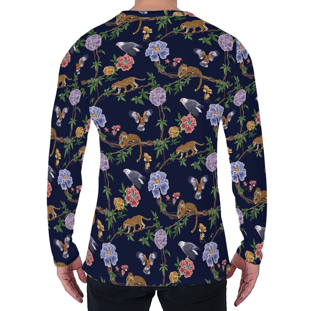 Eagle And Jaguar Pattern Print Men's Long Sleeve T-Shirt